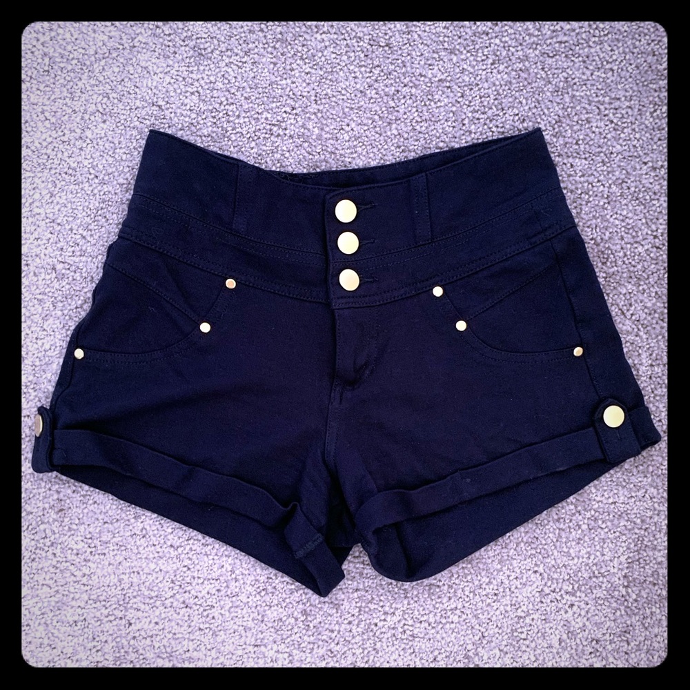 Navy blue high-waisted shorts